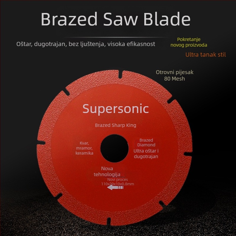 Diamantski rezni disk za kutnu brusilicu – brazirani dijamant, ultra-tanki, za mramor, keramiku i kvarcni kamen