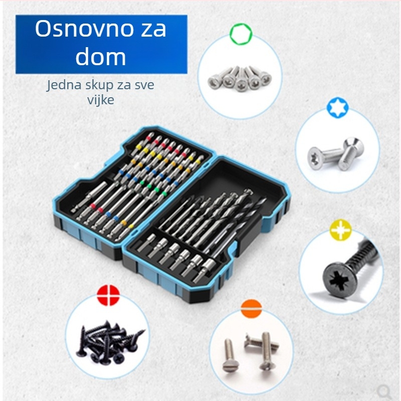 Električni odvijač set bitova s jakim magnetskim držanjem, uključuje Phillips, Torx i hex bitove, od krom-vanadij čelika