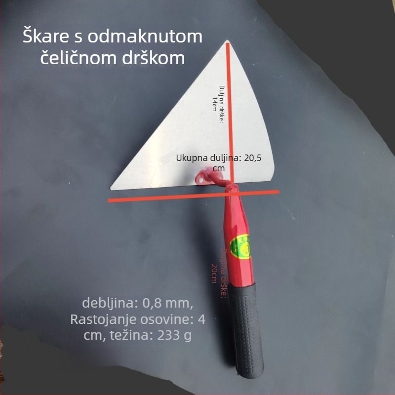 Zidar lopata s metalnom drškom i oštrim vrhom, ploča baze 65Mn, za cementnu zidariju