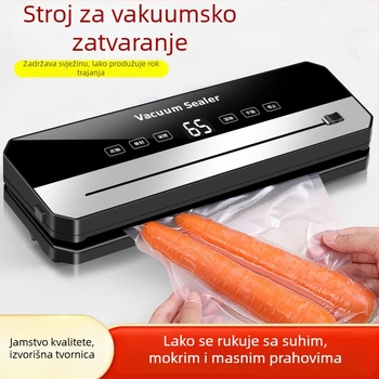 Automatska vakuumska mašina za zatvaranje s digitalnim zaslonom i rezom, plastično brtvljenje, suhi i mokri vakuum – ABS kućište, 120W, 220V, Model B sa srebrnim nožem