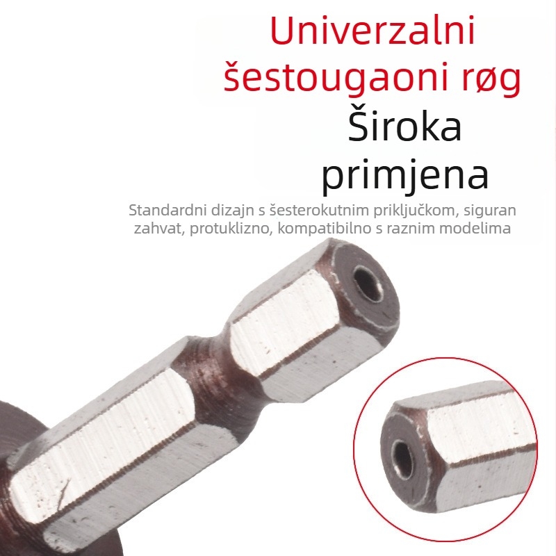 Set alata za drvo - 5 komada s šesterokutnom ručkom, petostranni chamferer, uklanjanje strugotina i proširenje rupa