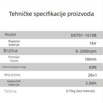 Kowang 1610B bezčetkasti motor litij-ionski bežični bušilica i odvijač, industrijske klase, 16V, dva načina, 60N moment okretnog