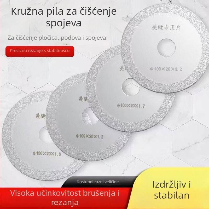 Dijamantni disk za čišćenje fuge pločica i disk za rezanje sa utorom za mikrokrystalni kamen i vitrificirane ploče, suho rezanje kutnom brusilom