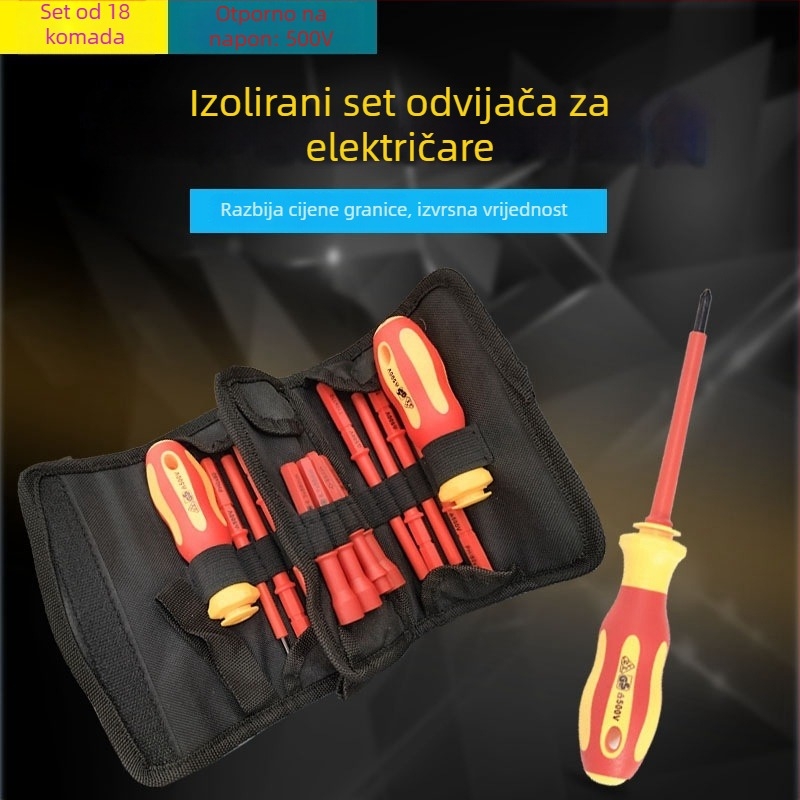 Kućni izolirani magnetski set odvijača za kućnu upotrebu, visoka tvrdoća, cvjetne i U-oblike vrhovi, Cr-V čelik