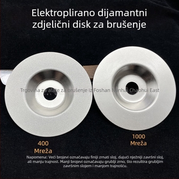 Dijamantni brusni kotač, u obliku zdjele, zrnatost 400/1000, za kutnu brusilicu, elektroplatirano