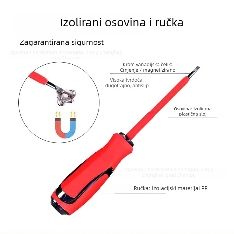 6-dijelni izolirani magnetski set odvijača za elektrikare i popravak automobila (CR-V čelik, otporan na visoku napetost, težina 429 g / 313 g)
