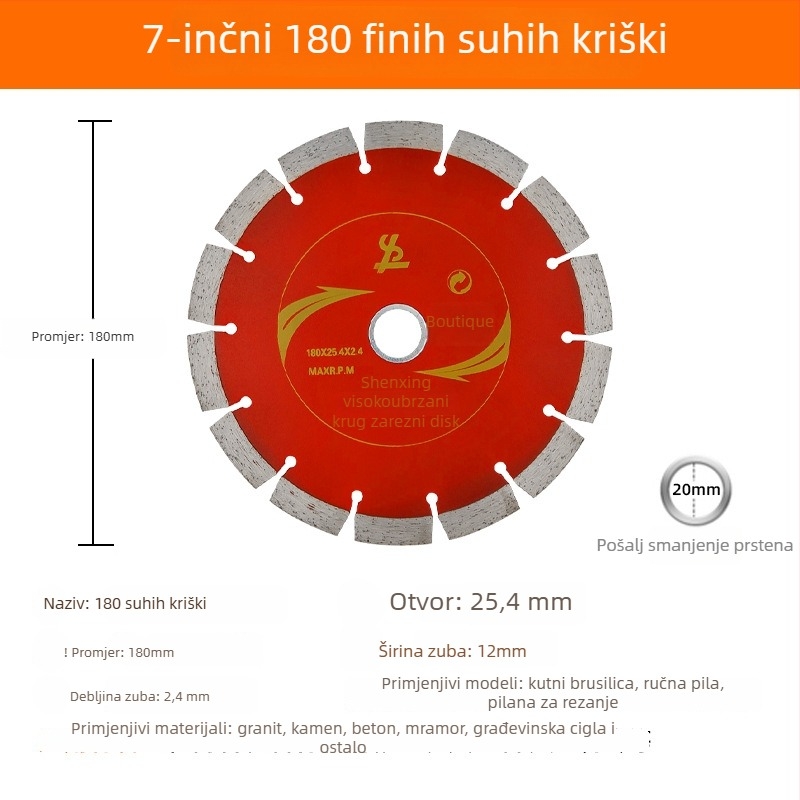 Diamantski disk za rezanje kamena, suho rezanje, sinterirani dijamantni vezivi, težina 0.3