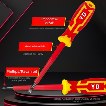 Izolirani elektrikarski odvijač s magnetskim vrhom, križni i ravni vrh, 1000V, karbonska čelika