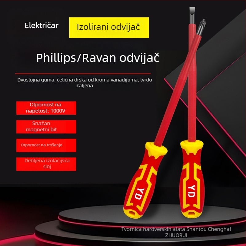 Izolirani elektrikarski odvijač s magnetskim vrhom, križni i ravni vrh, 1000V, karbonska čelika