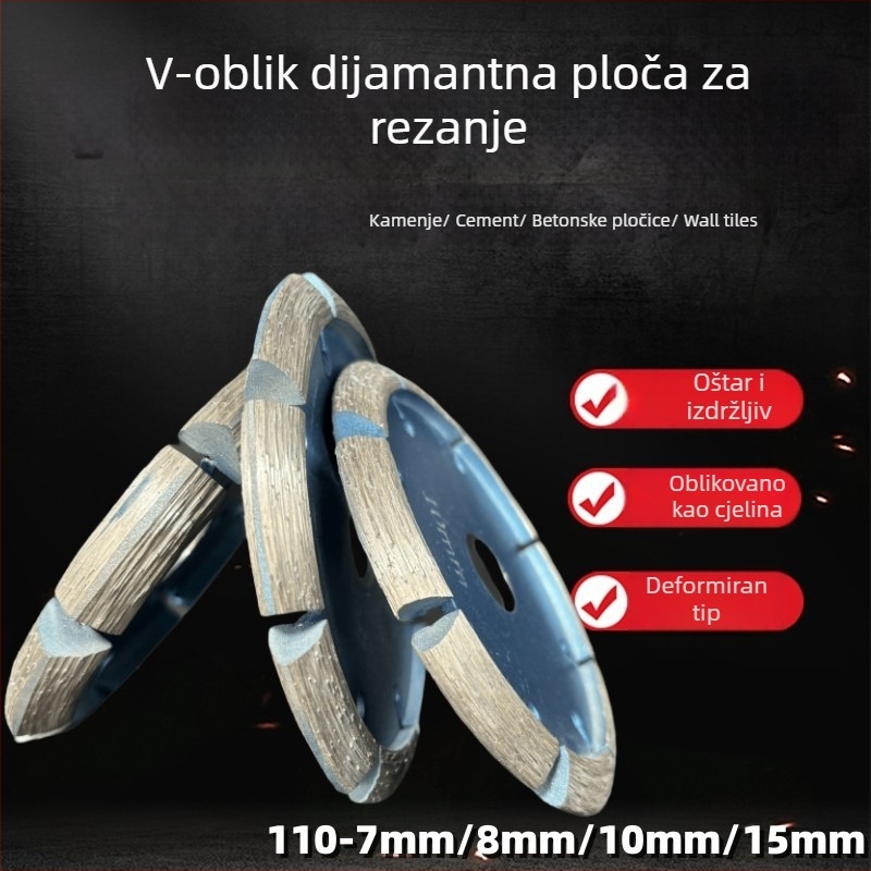 Diamantski disk za kutnu brusilicu – oblik V, deblji, za kamen i betonske podove, sinteriziran