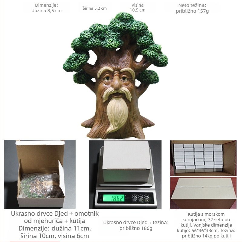 Ukrasna figura za vrt od smole: Tree Grandpa elf, Yizun, za mikro pejzaž