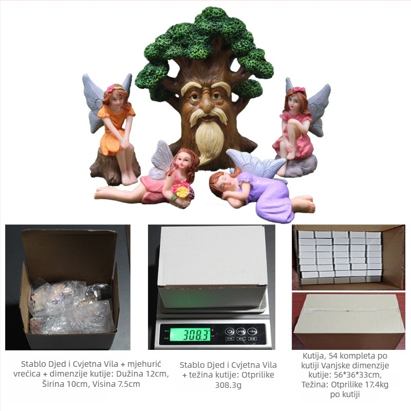 Ukrasna figura za vrt od smole: Tree Grandpa elf, Yizun, za mikro pejzaž