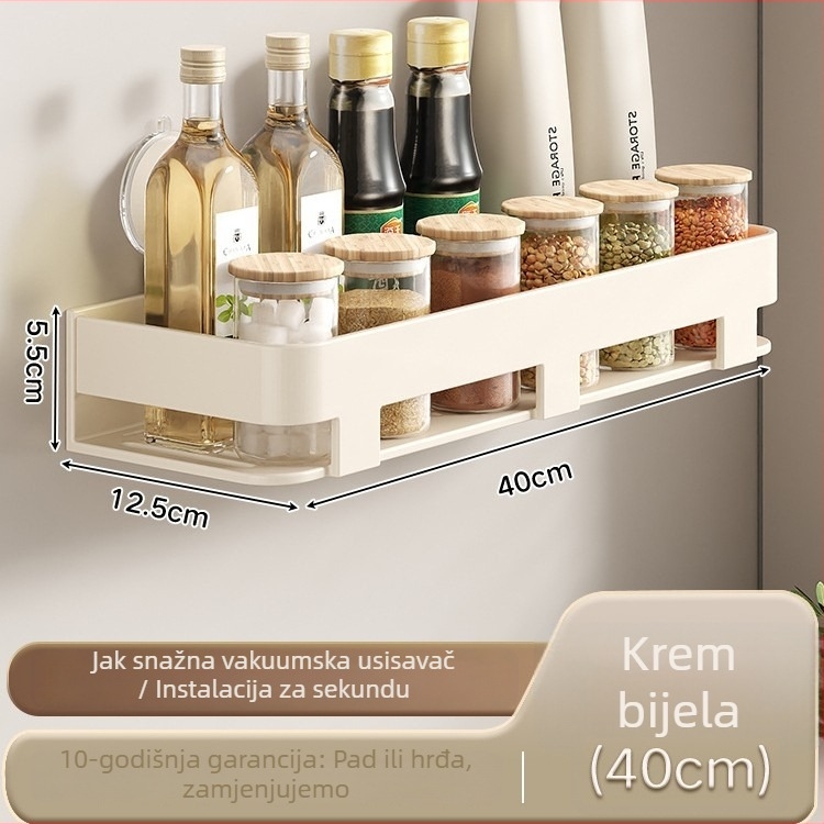 Zidni Kuhinjski Stalak za Skladištenje Sa Sucker Cup, Bez Bušenja, Ugljični Čelik, Moderni Minimalistički Organizator