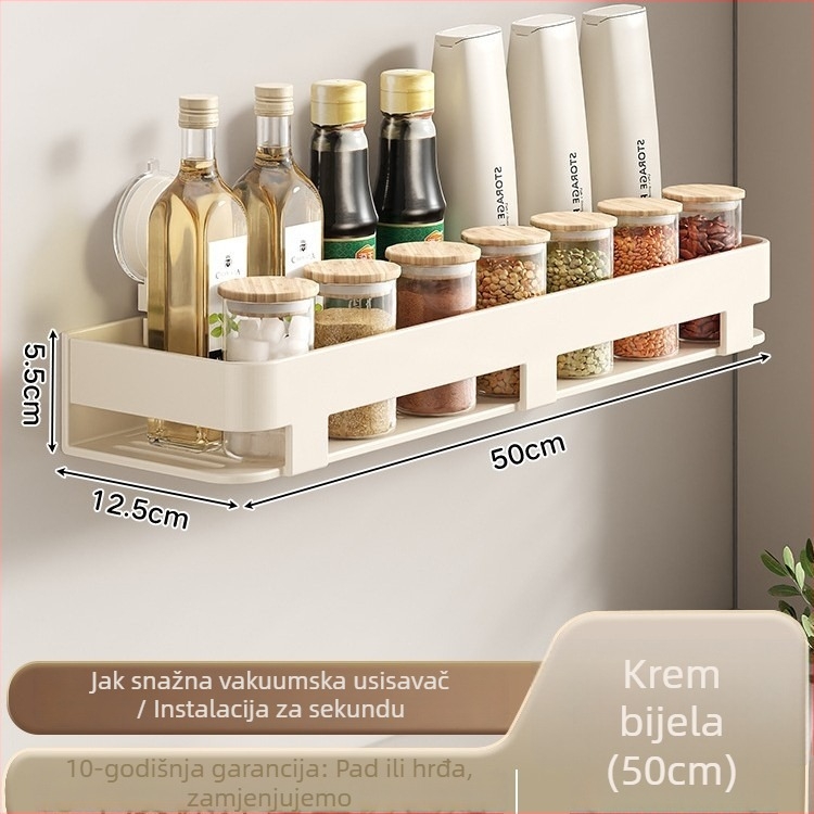 Zidni Kuhinjski Stalak za Skladištenje Sa Sucker Cup, Bez Bušenja, Ugljični Čelik, Moderni Minimalistički Organizator