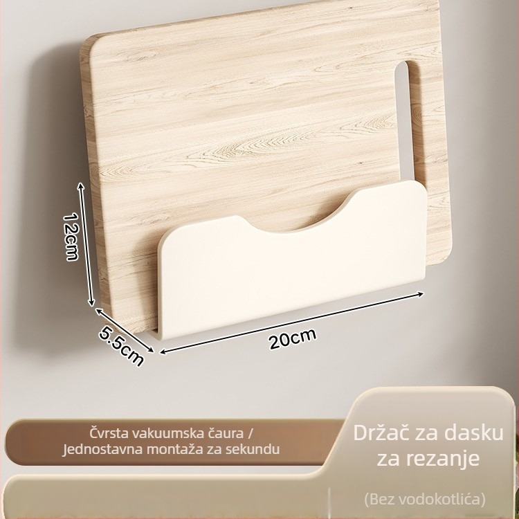 Zidni Kuhinjski Stalak za Skladištenje Sa Sucker Cup, Bez Bušenja, Ugljični Čelik, Moderni Minimalistički Organizator