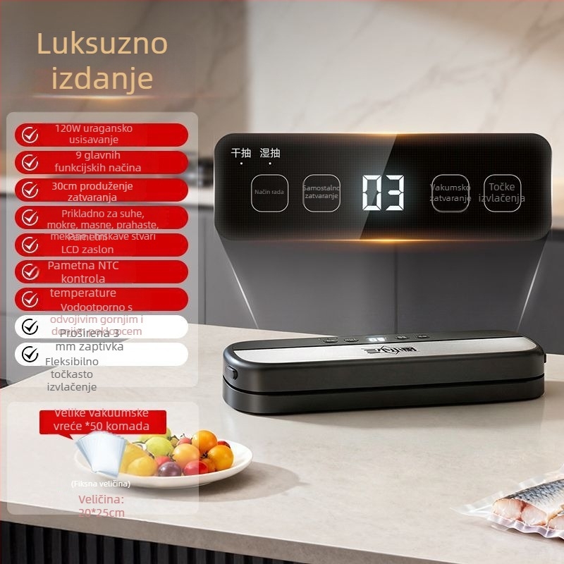 Potpuno automatski vakuumski zatvarač, suho i mokro dvostruko korištenje, FK-7909, 135W, 220V, ABS kućište