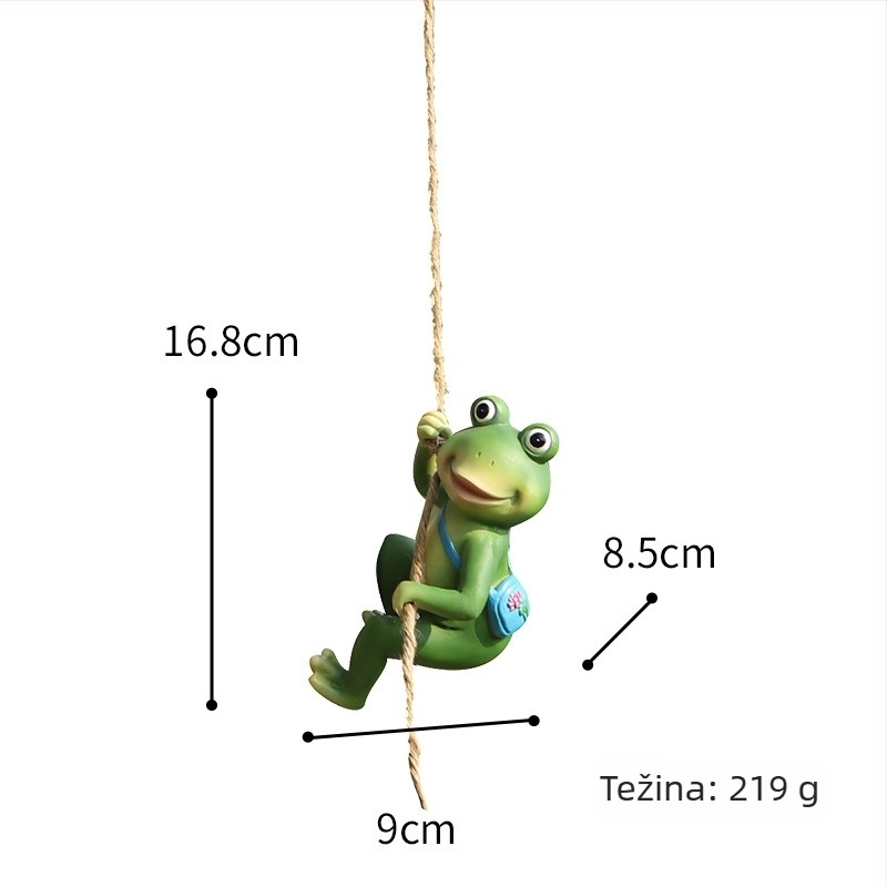 Žaba koja se penje uz stablo — zidna dekorativna smolna figura, američki country stil, djelomično ručno izrađena/djelomično mehanička, vanjski dvorišni dekor