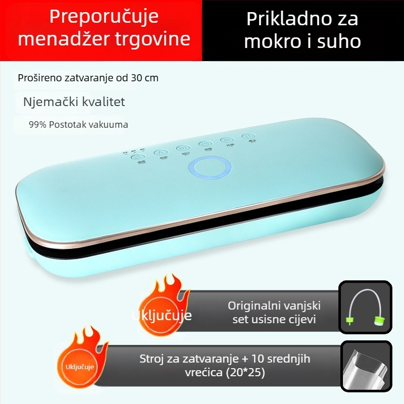 Vakuumski aparat za pakiranje hrane, ABS kućište, 110W, 220V, Model 01, Kapacitet preko 2000 mL