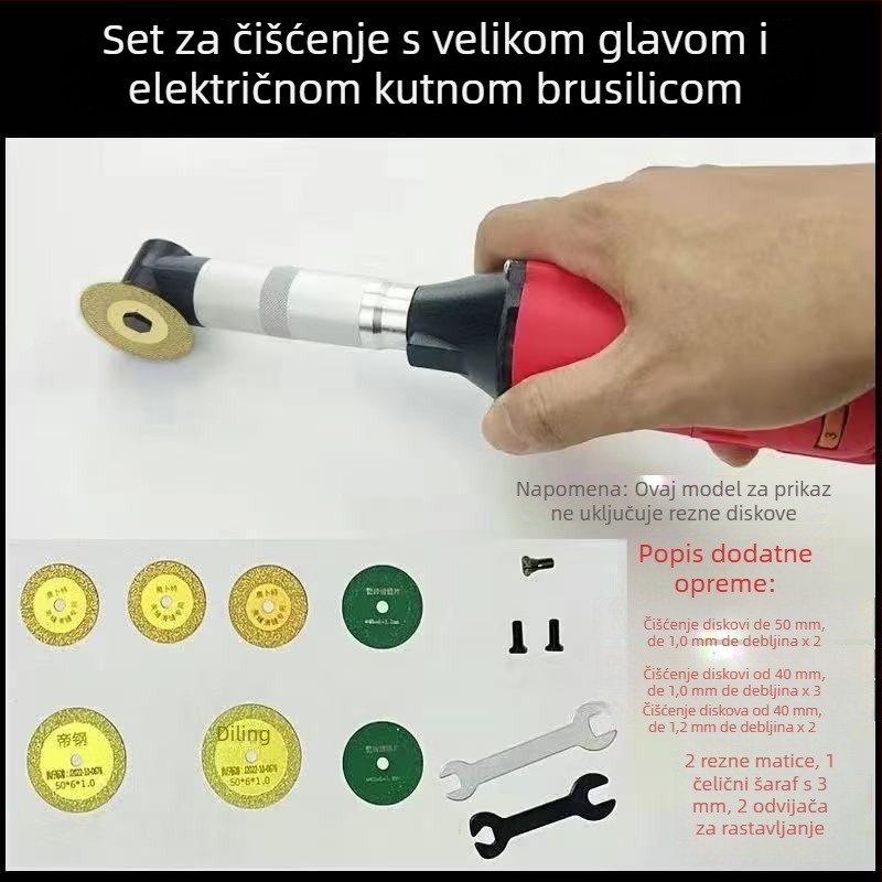 90° kutna električna brusilica s visećim dizajnom, šestostupanjska regulacija, mrežno napajanje, 110–240V, 2,5 kg, za rezanje i poliranje, uklanjanje hrđe
