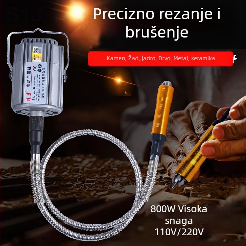 Ručni polirni stroj za rezbarenje nefrita, drveta, metala, akril i keramike — 28.000 okretaja/min, 220–280 V, napajanje iz mreže