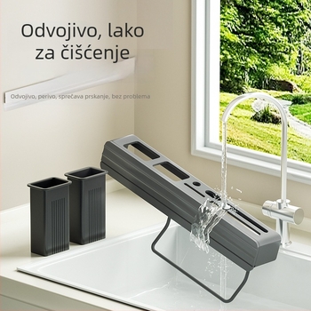 Kuhinjski zidni stalak od aluminija – bez bušenja, za noževe, lonce, poklopce i posuđe (pravokutnog dizajna)