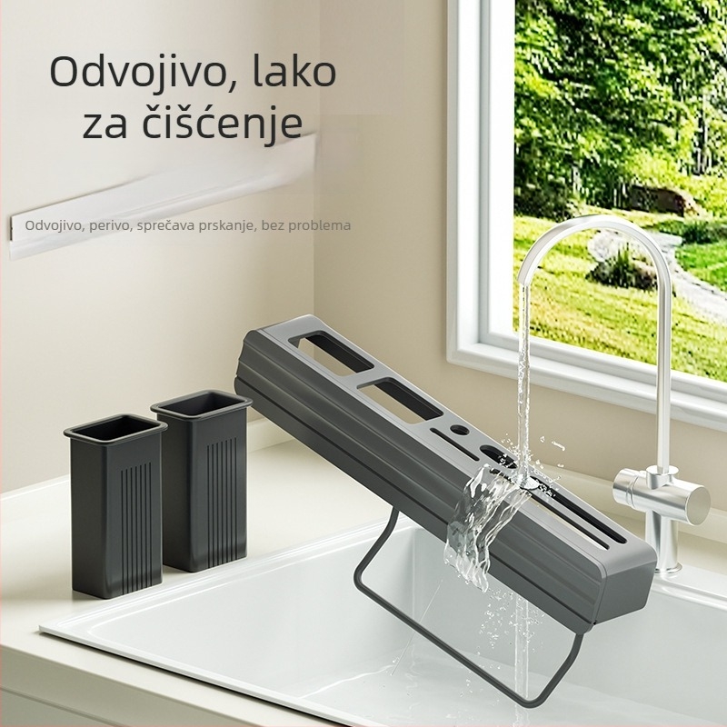 Kuhinjski zidni stalak od aluminija – bez bušenja, za noževe, lonce, poklopce i posuđe (pravokutnog dizajna)