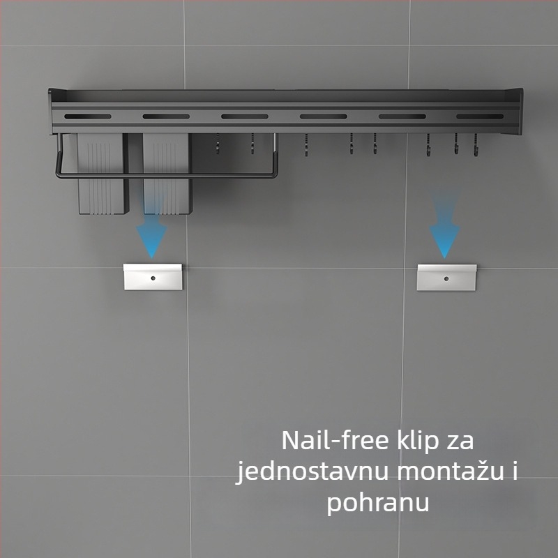 Zidni kuhinjski stalak za začine i nože, aluminij, višenamjenski