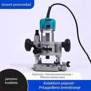Kućni električni stroj za obradu drveta: podrezivanje rubova, freanje, kanalandiranje i graviranje s bušenjem rupa — 220V, priključno napajanje, AC jednofazno/DC 50–250V, serija obrade