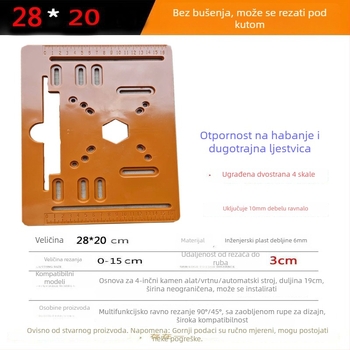 Bakelitna baza ploče za stroj za rezanje, višefunkcionalna, bez bušenja za pozicioniranje, 45° kos rez, visoka preciznost u drvnim alatima