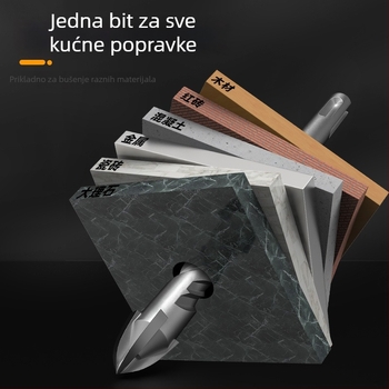 Vrtni bit za keramičke pločice, volframova legura, četverostrani, okrugla drška, trokutasti vrh, kompatibilan s bušilom s udarnim pogonom
