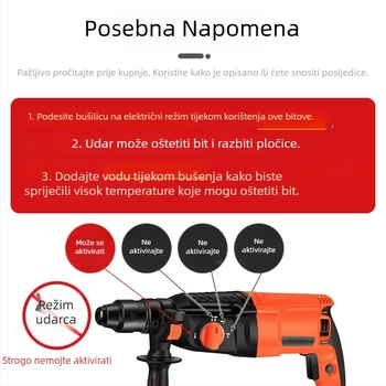 Vrtni bit za keramičke pločice, volframova legura, četverostrani, okrugla drška, trokutasti vrh, kompatibilan s bušilom s udarnim pogonom