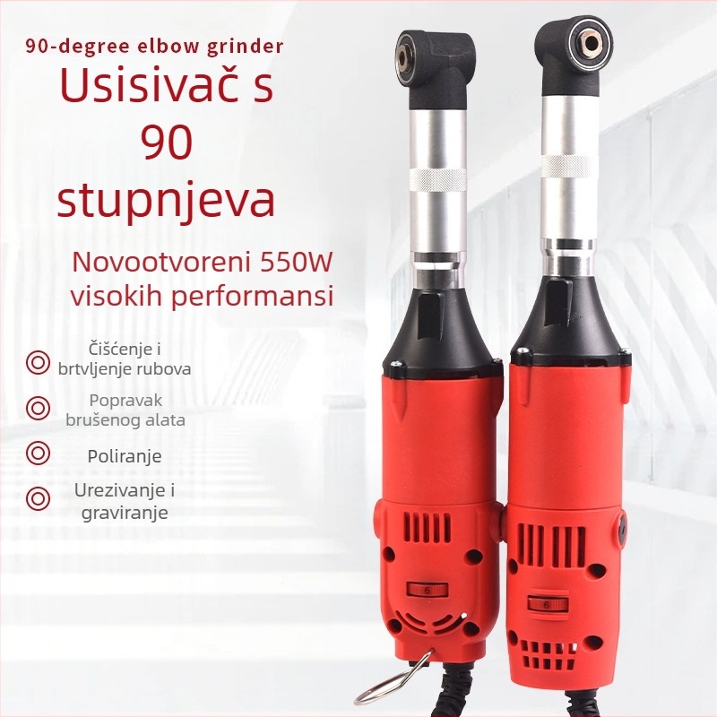 Električna brusilica s 90° koljenom za kalupe, višenamjenska za graviranje i poliranje, ručna, prijenosna, šest brzina, napajanje 110–240 V, kabel duljine 1,6 m