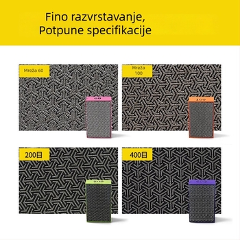 Diamantska ručna pločica za obradu i poliranje rubova pločica, zrnatost 60/100/200/400, elektroplatiranje, spoj od metalnog legura