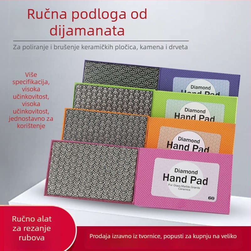 Diamantska ručna pločica za obradu i poliranje rubova pločica, zrnatost 60/100/200/400, elektroplatiranje, spoj od metalnog legura