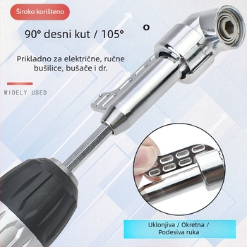 Nigao Aluminijski nastavak za bušilicu – ugaoni adapter s univerzalnom spojem i šesterokutnim bitom – profissionalni nastavci za ključe