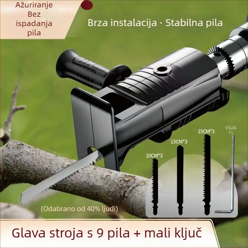 Glava za pretvorbu bušilice u recipročnu pilu – plast, kućna uporaba, univerzalno drvoobradno, višestruko rezanje