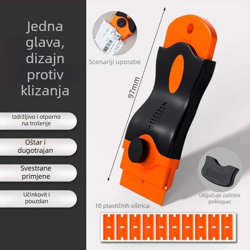 Višenamjenska plastična špatula-skraper za uklanjanje ljepila, čišćenje silikona za staklo i podna strugalica | Brand: Neck strength