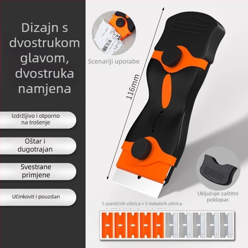Višenamjenska plastična špatula-skraper za uklanjanje ljepila, čišćenje silikona za staklo i podna strugalica | Brand: Neck strength