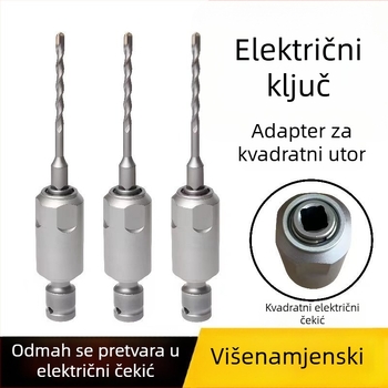 Čelični konverzijski spojnik za utičnu bušilicu i čekić; adapteri kvadratnog i kružnog vretena te glave bušilica