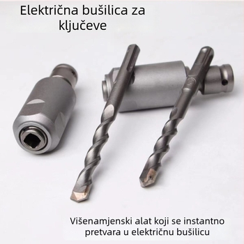 Čelični konverzijski spojnik za utičnu bušilicu i čekić; adapteri kvadratnog i kružnog vretena te glave bušilica