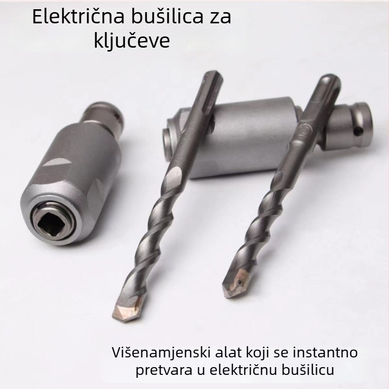 Čelični konverzijski spojnik za utičnu bušilicu i čekić; adapteri kvadratnog i kružnog vretena te glave bušilica