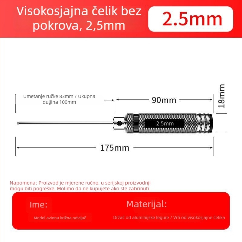 Set hex odvijača i ključeva za model zrakoplova, magnetski alati od visokokvalitetnog čelika (HSS)