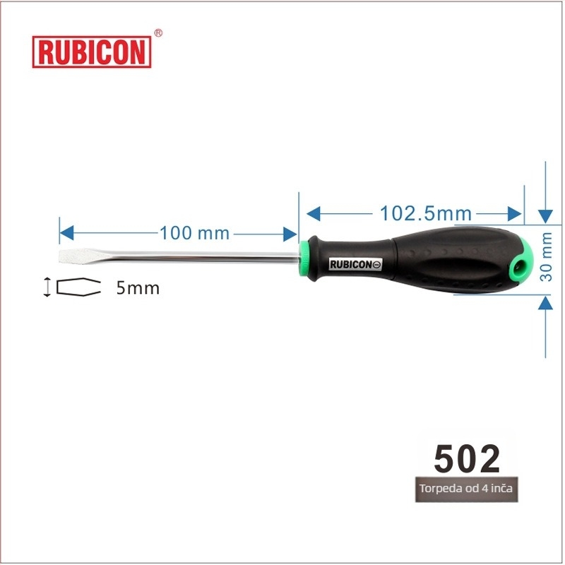 Odvijač Robin Hood RUBICON s križnom glavom, krom-vanadijska čelika, magnetičan (križna glava • magnetičan • CR-V)