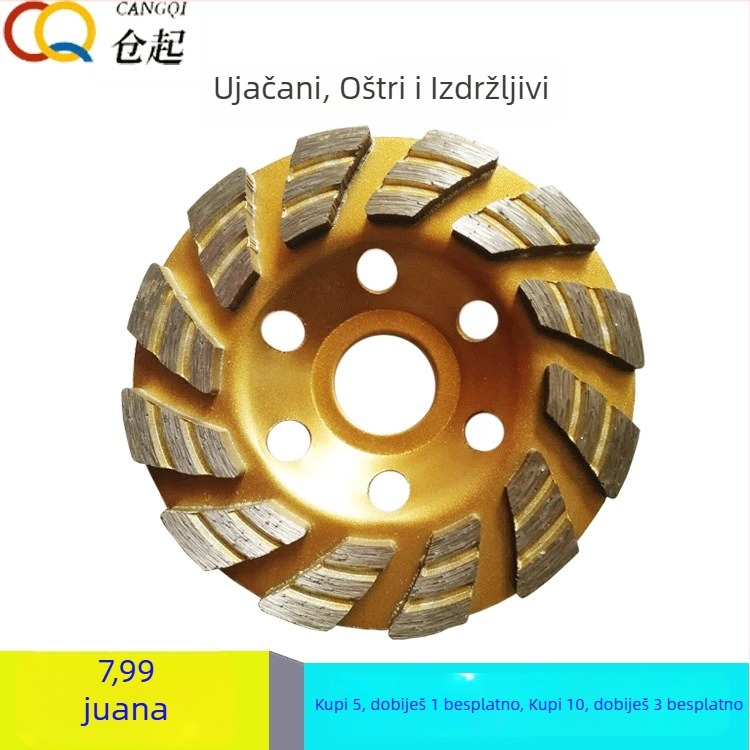 Dijamantni disk za kutnu brusilicu, za obradu betona, cementnih podova, zidova i marmora; sinteriziran
