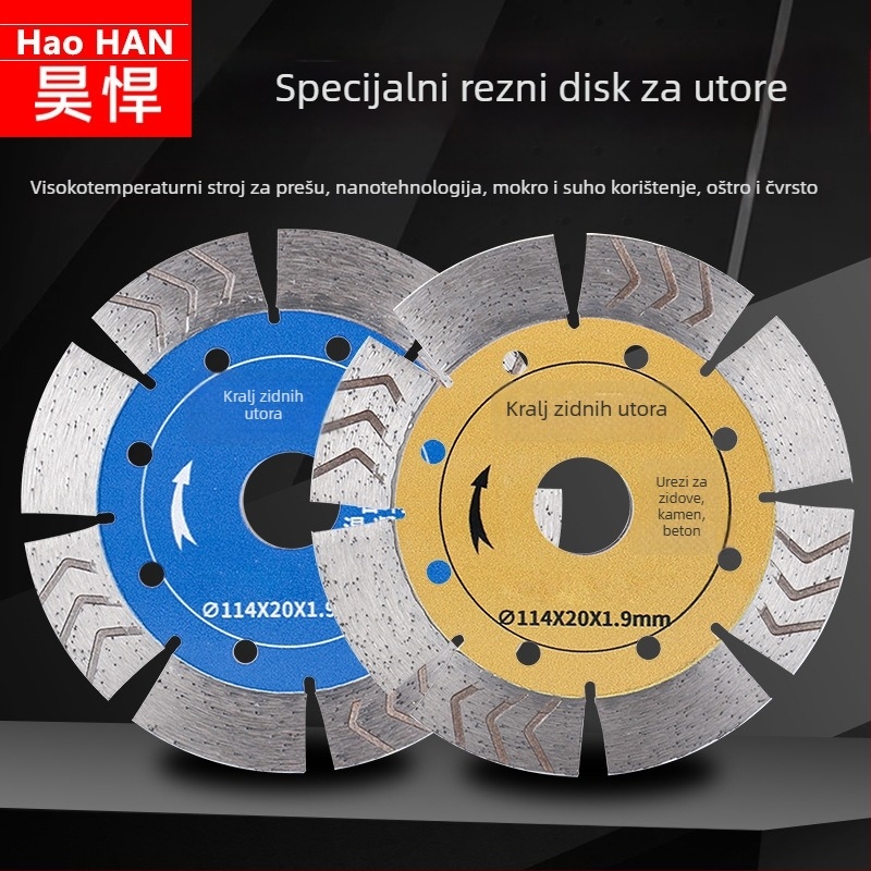 Dijamantski disk za rezanje granita i mramora (Model: 114; Marka: Hao Han; Prilagodba obrade: Da; Spojivo: metalna legura; Proizvodni proces: sinteriranje)