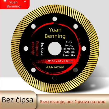 Dijamantni disk za rezanje pločica za kutnu brusilicu, ultra-tanki 1.0, za porcelain i vitrificirane pločice, marka Yuebining, proces toplog pritiskanja