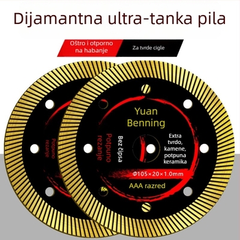 Dijamantni disk za rezanje pločica za kutnu brusilicu, ultra-tanki 1.0, za porcelain i vitrificirane pločice, marka Yuebining, proces toplog pritiskanja