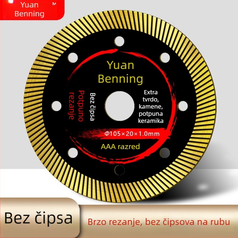Dijamantni disk za rezanje pločica za kutnu brusilicu, ultra-tanki 1.0, za porcelain i vitrificirane pločice, marka Yuebining, proces toplog pritiskanja