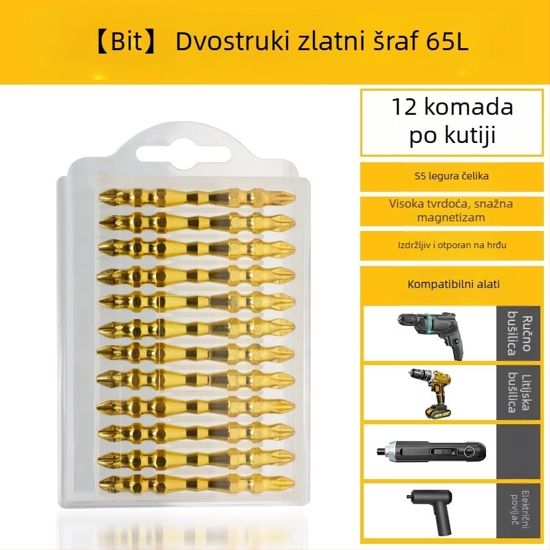 Set bitova od S2 legure za električnu bušilicu i odvijač, dvostruki Philips bitovi, visoka tvrdoća, snažan magnet, protuklizno
