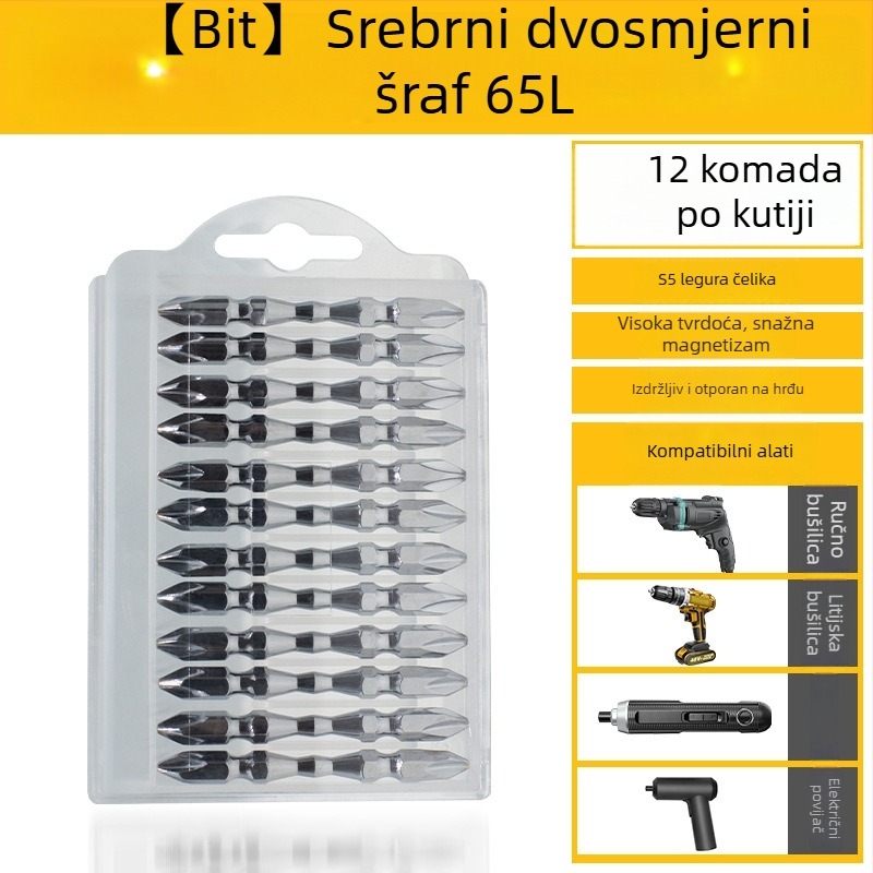 Set bitova od S2 legure za električnu bušilicu i odvijač, dvostruki Philips bitovi, visoka tvrdoća, snažan magnet, protuklizno